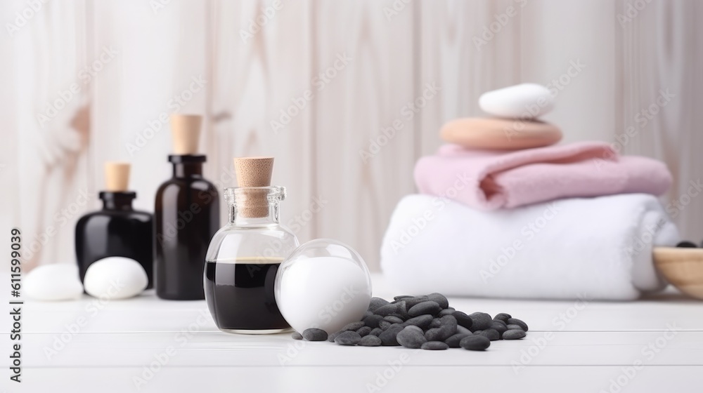 Beauty treatment items for spa procedures. Generative AI Beauty treatment items for spa procedures. Generative AI