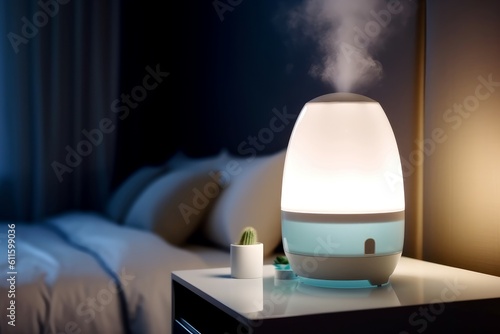 Bedroom humidifier night. Generate Ai