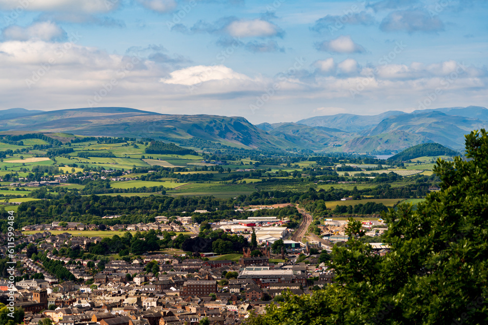 A view of the English lake district over looking Penrith from Beacon wood.