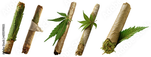 A marijunana blunt, a cigar with the tobacco removed and replaced with marijuana on a transparent background, Generative AI