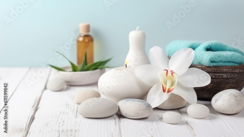 Beauty treatment items for spa procedures. Generative AI