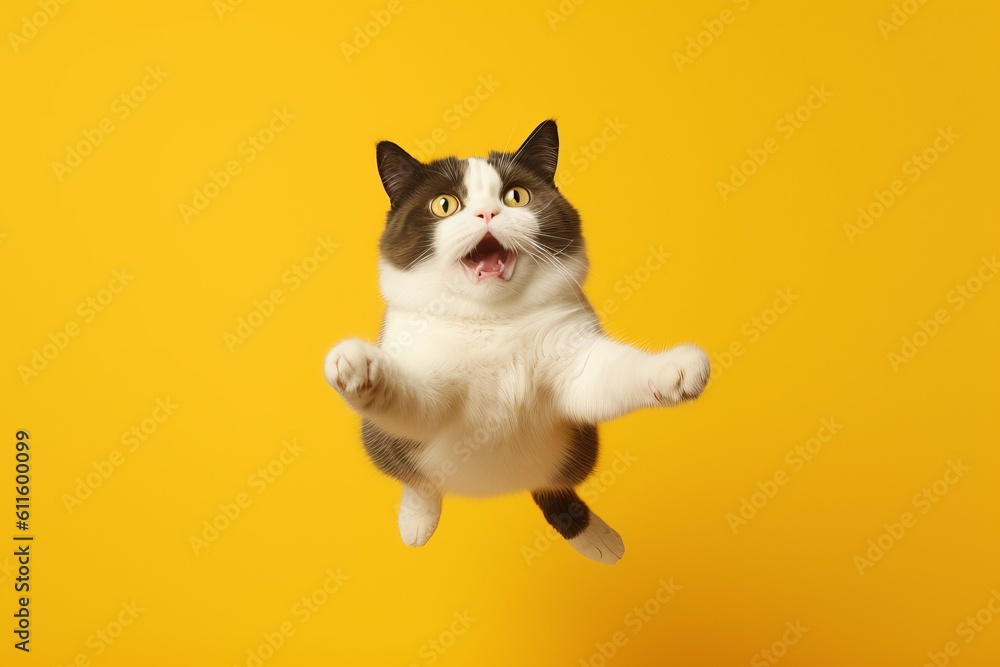 Jumping cat background. Generate Ai