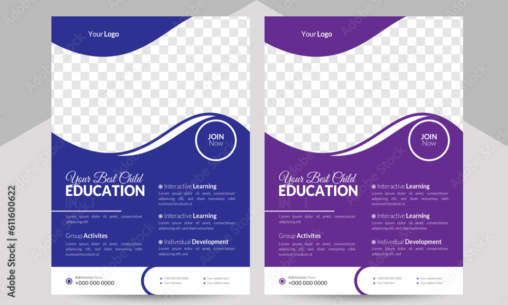 Education flyer design template & flyer cover design template Stock