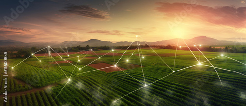 Slika na platnu Precision farming system uses artificial intelligence to optimize crop yields
