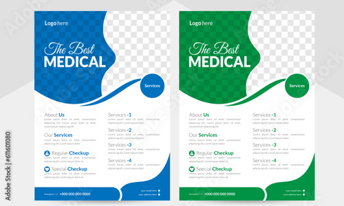 Medical flyer design template & flyer cover design template 