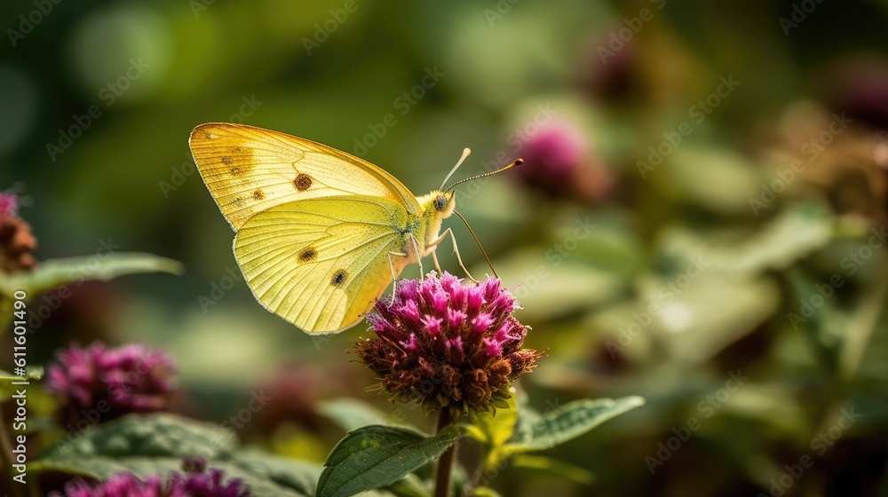 Butterfly sitting on a flower. Generative AI Butterfly sitting on a flower. Generative AI