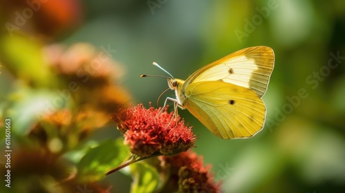 Butterfly sitting on a flower. Generative AI © piai