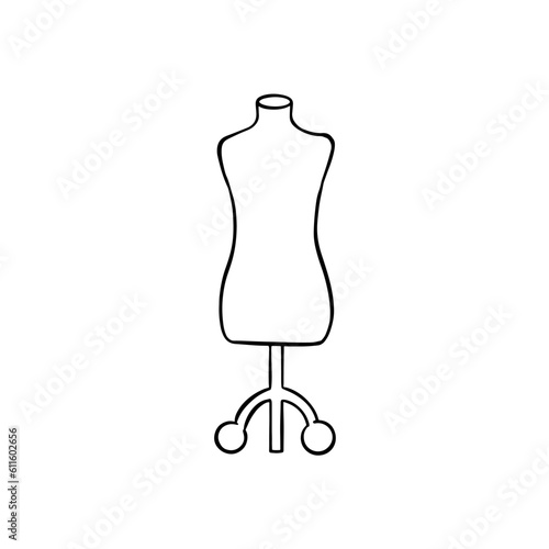 Vector sketch hand drawn mannequin silhouette, line art