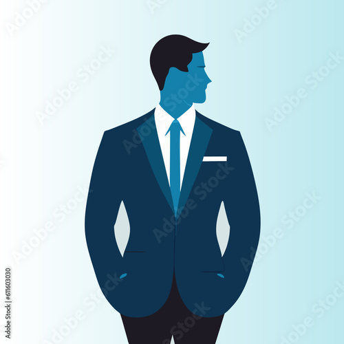 Businessman in suit. Vector illustration. Businessman in suit.