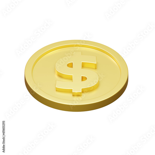 3d render gold coin . transparent gold coin 3d rendering