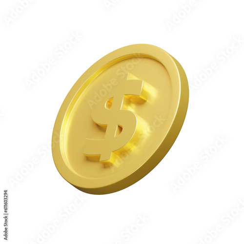 3d render gold coin . transparent gold coin 3d rendering