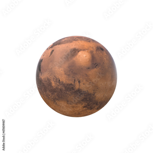 Mars planet view with transparent background.