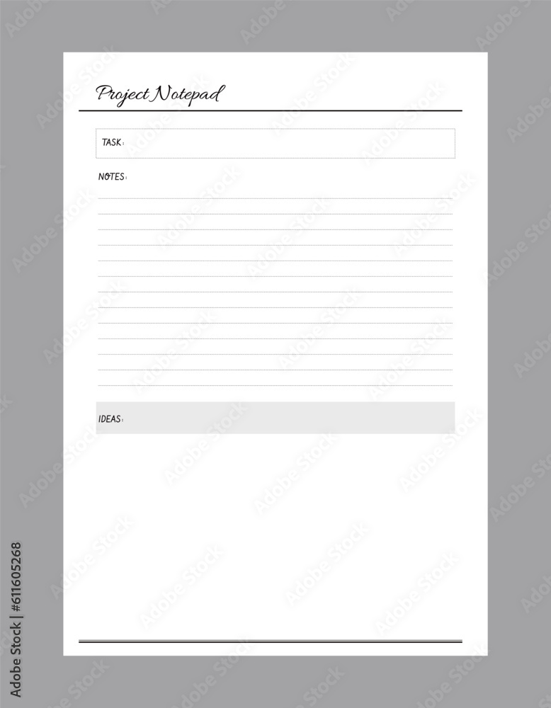 Fototapeta premium Project Planner. Minimalist planner template set. Vector illustration. 