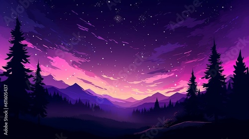 night sky background with purple sky. nature background created in ai 