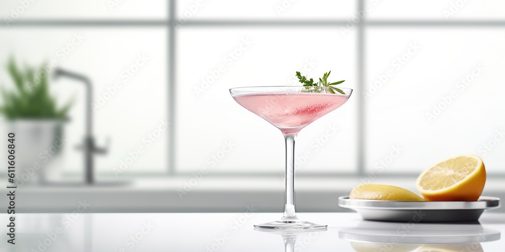 AI Generated. AI Generative. Alcohol drink glass cosmopolitan cocktaid beverage. Bar night lifestyle party. Graphic Art