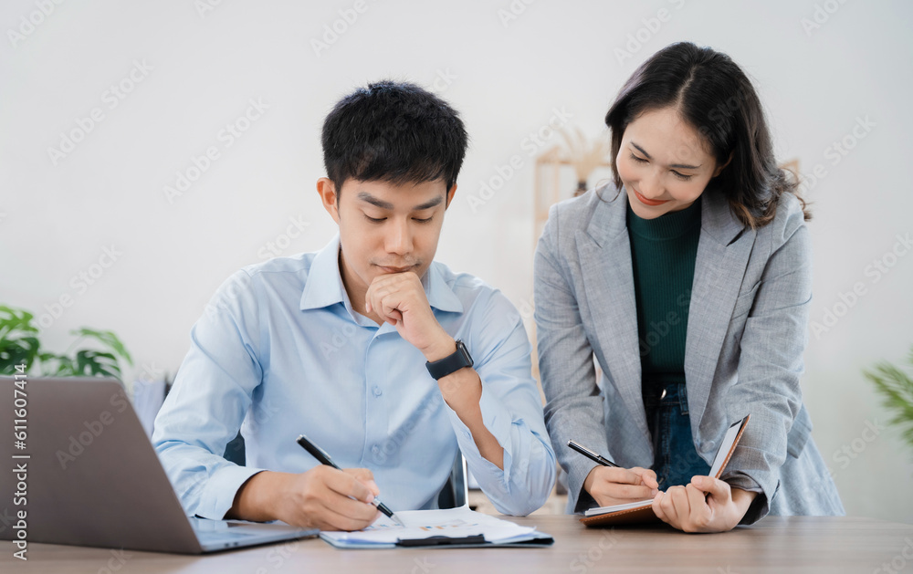 Business team present. professional investor working new start up project. Finance managers meeting.using laptop and chart in modern office. Business team present. professional investor working new start up project. Finance managers meeting.using laptop and chart in modern office.