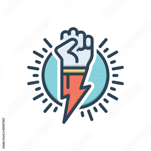 Color illustration icon for power 