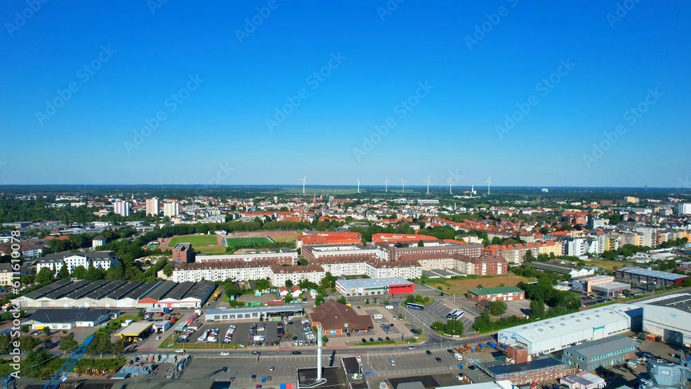 Bremerhaven - View over the city
Aerial view with the drone of the skyline of Bremerhaven