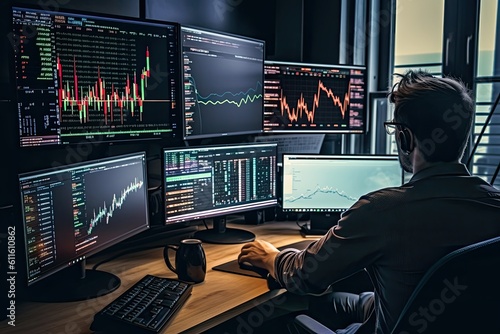 Person trading stocks on a computer