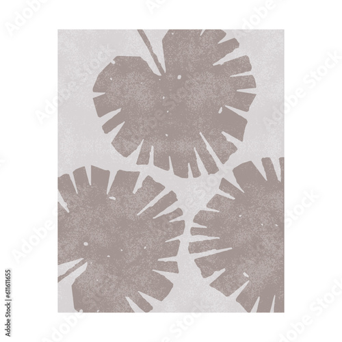 Interior wall art. Printable design of abstract tropical plants.