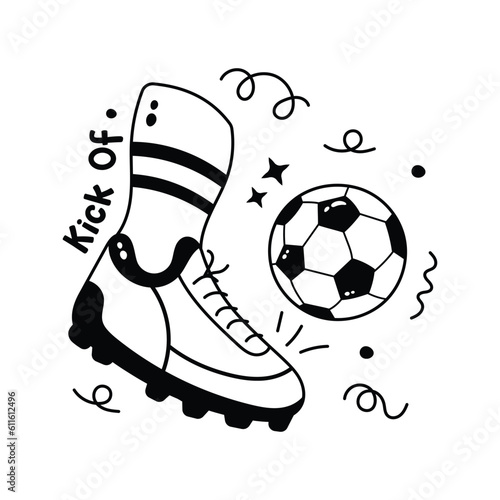 Grab this amazing hand drawn vector of football klick, easy to use icon