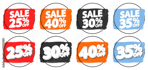 Set Sale banners design template, discount tags, app icons, vector illustration