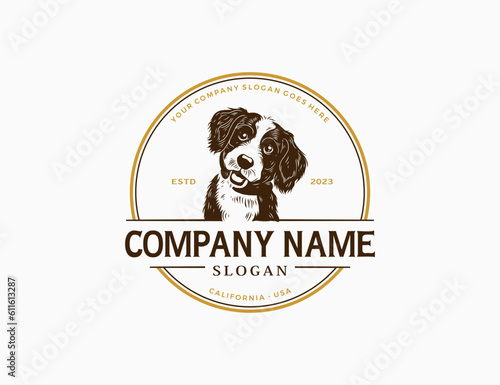 Bernedoodles dog logo template vector ilustration