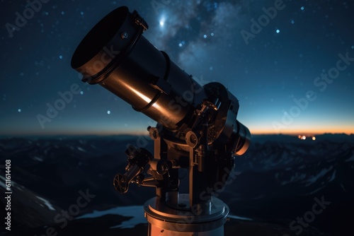 A photograph of a telescope in a remote, mountaintop observatory, Generative AI