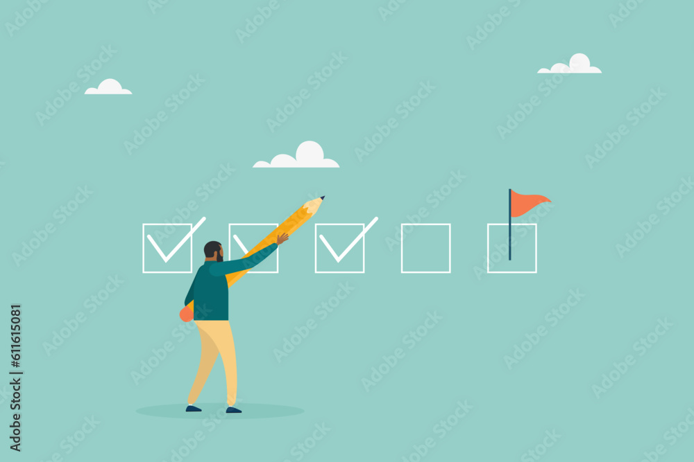Vetor de Keep track of target work. Checklist of progress. check work ...