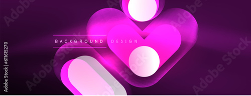 Neon circle abstract background. Template for wallpaper, banner, presentation, background