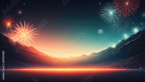 marry christmas and happy new year 2024 background template illustration. copy space  banner. generative ai