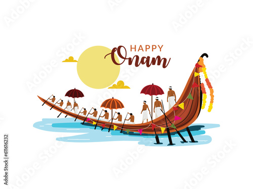 Celebrating the Onam festival with a cheerful illustration