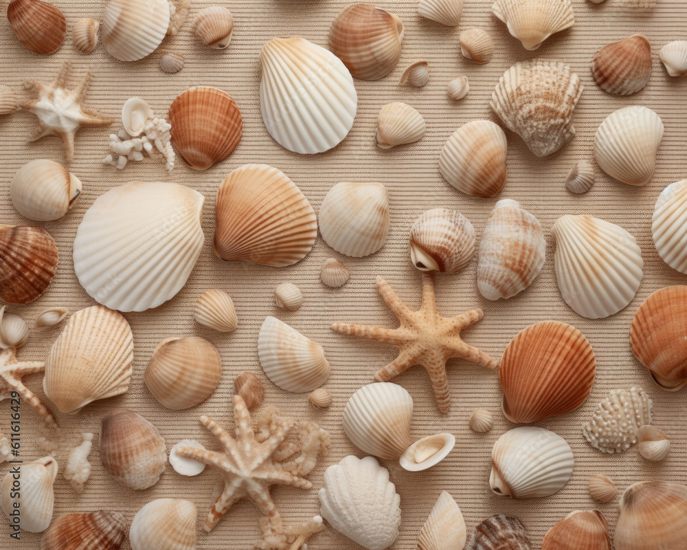 Dried natureinspired seashells Minimalist mockup for podium display or showcase. AI generation