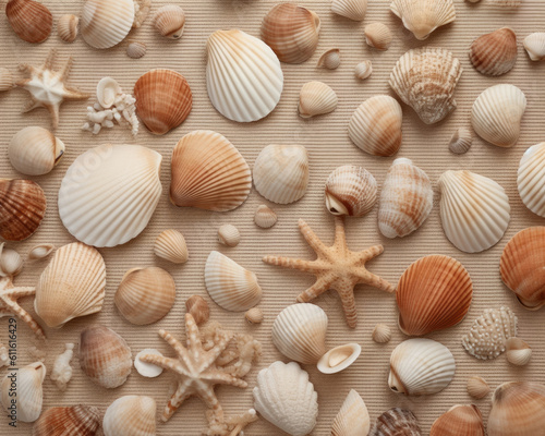 Dried natureinspired seashells Minimalist mockup for podium display or showcase. AI generation