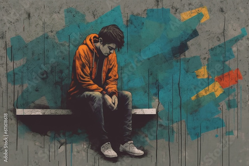 Illustration of a person with depression  photo