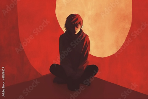 Illustration of a person with depression 