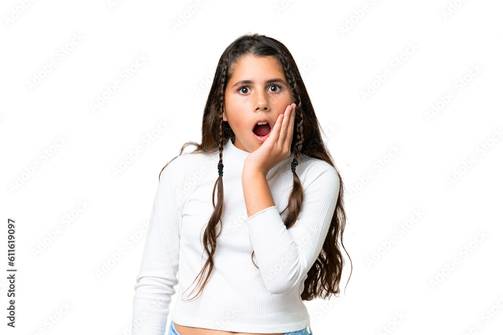 Young girl over isolated chroma key background surprised and shocked while looking right Young girl over isolated chroma key background surprised and shocked while looking right