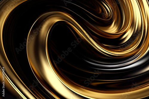 black and Golden abstract background, swirl, line, ai generated