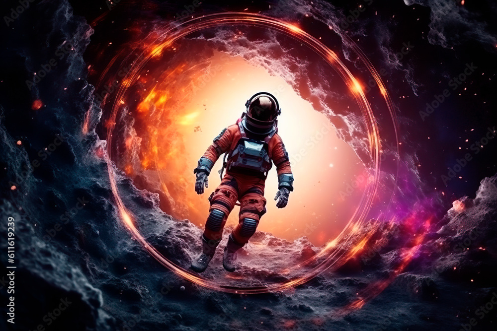 Fototapeta premium astronaut in spacesuit in space, ai generated