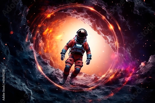 astronaut in spacesuit in space  ai generated