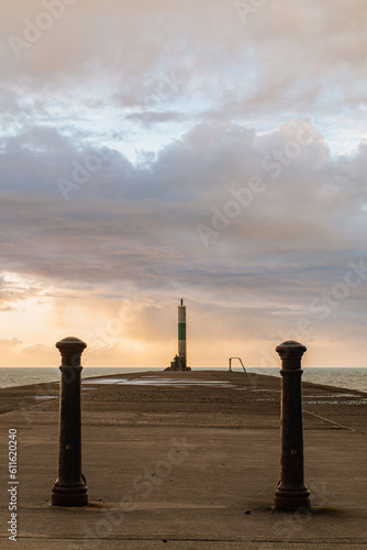 Lighthouse at Tan Y Bwlch Beach, near Aberystwyth, Ceredigion, Wales photo