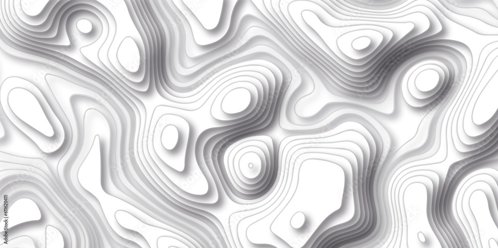 Seamless pattern Topographic line map background. Abstract pattern with lines. Vector sea map and mount map geographic and topographic contours map background. White wave paper curved reliefs.