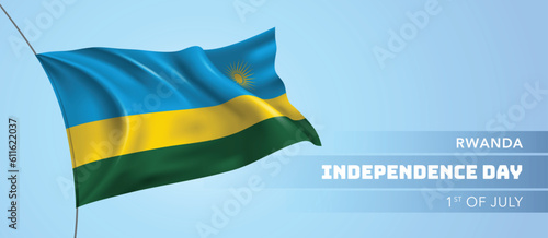 Rwanda happy independence day greeting card, banner vector illustration