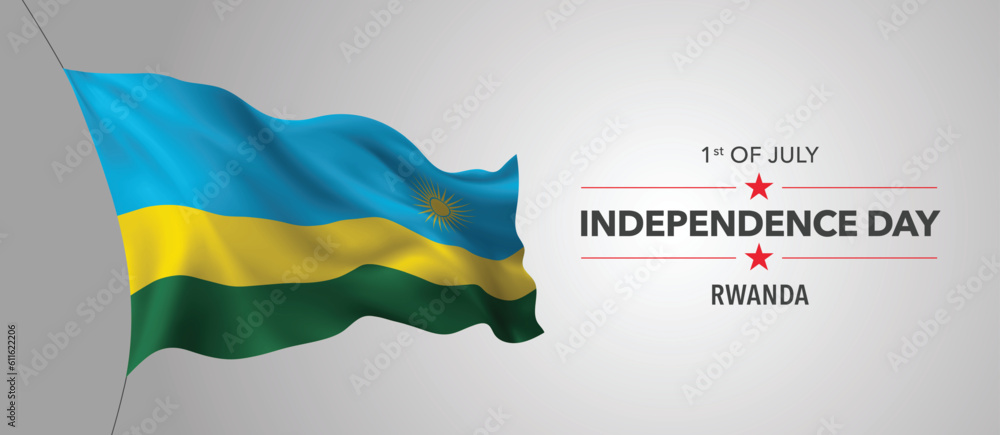 Rwanda happy independence day greeting card, banner with template text vector illustration Rwanda happy independence day greeting card, banner with template text vector illustration