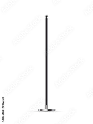 Metal table pole for flag, 3D realistic small iron, stainless steel or chrome pipe stand
