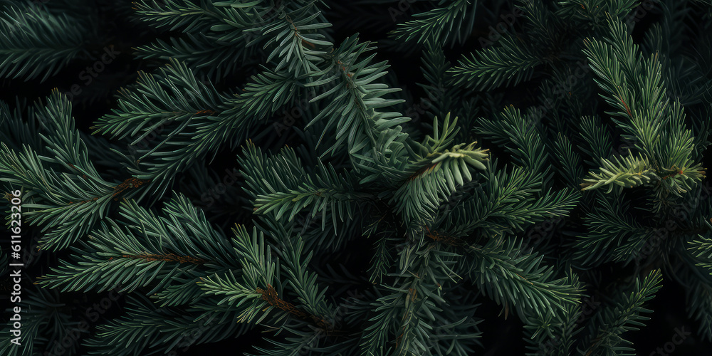 Close up of evergreen conifer fir, spruce, pine. Macro Shoot coniferous branch. Nature forest background, wallpaper. Generative ai Close up of evergreen conifer fir, spruce, pine. Macro Shoot coniferous branch. Nature forest background, wallpaper. Generative ai