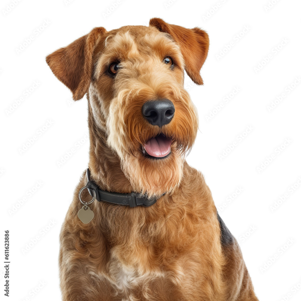 Airedale terrier dog isolated in white background, ai generated