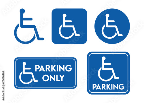 Wheelchair icon set , Handicapped or accessibility parking only sign for apps, web and print