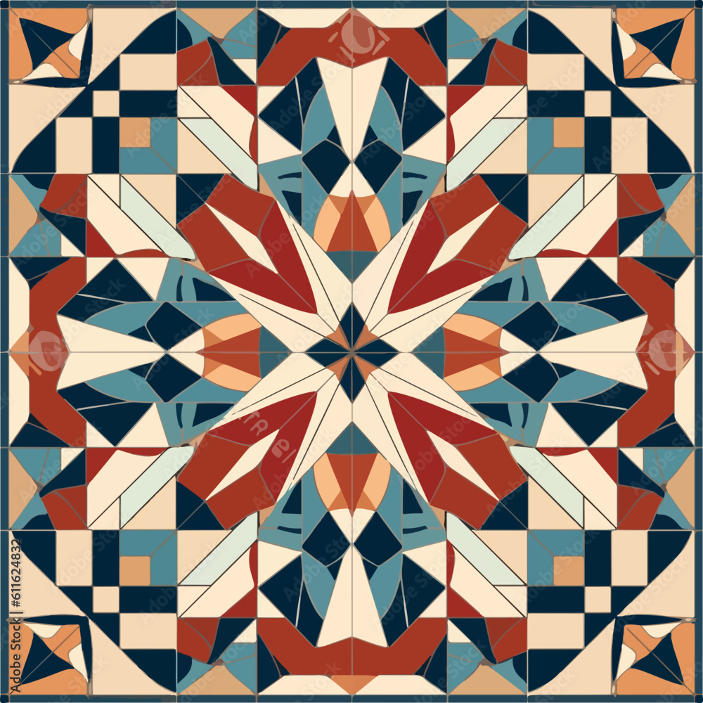 Ancient eometrical tile mosaic vector Ancient eometrical tile mosaic vector