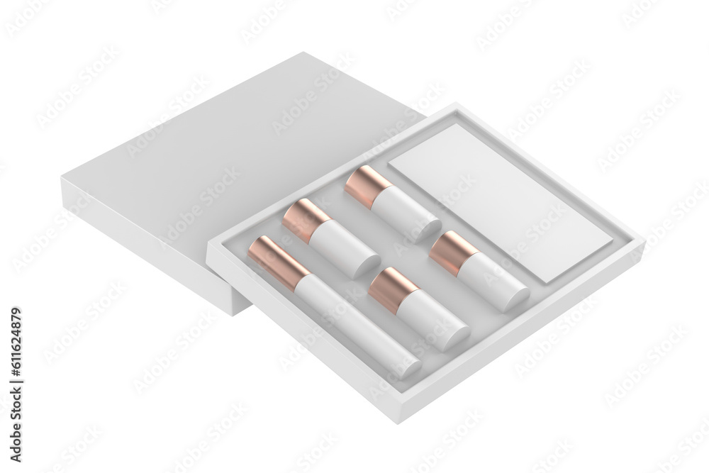 Box with Eyebrow and Lash Lamination Kit Mockup Isolated On White Background. 3d illustration Box with Eyebrow and Lash Lamination Kit Mockup Isolated On White Background. 3d illustration